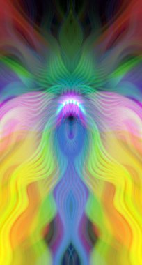 Canlı Soyut Sanatsal Simetrik Renkli Kaleydoskopik Tasarım Parlak Desenler, Geometrik Şekiller, Modern Geleceğsel Sanatsal Biçimli Değişken Enerji