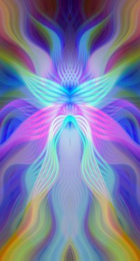 Canlı Soyut Sanatsal Simetrik Renkli Kaleydoskopik Tasarım Parlak Desenler, Geometrik Şekiller, Modern Geleceğsel Sanatsal Biçimli Değişken Enerji