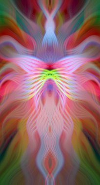 Canlı Soyut Sanatsal Simetrik Renkli Kaleydoskopik Tasarım Parlak Desenler, Geometrik Şekiller, Modern Geleceğsel Sanatsal Biçimli Değişken Enerji