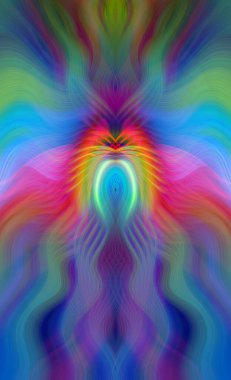 Canlı Soyut Sanatsal Simetrik Renkli Kaleydoskopik Tasarım Parlak Desenler, Geometrik Şekiller, Modern Geleceğsel Sanatsal Biçimli Değişken Enerji