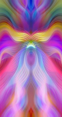 Canlı Soyut Sanatsal Simetrik Renkli Kaleydoskopik Tasarım Parlak Desenler, Geometrik Şekiller, Modern Geleceğsel Sanatsal Biçimli Değişken Enerji