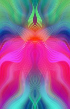 Canlı Soyut Sanatsal Simetrik Renkli Kaleydoskopik Tasarım Parlak Desenler, Geometrik Şekiller, Modern Geleceğsel Sanatsal Biçimli Değişken Enerji