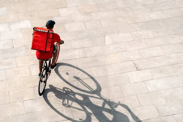 African Delivery Man Wearing Cap Riding His Bike City His — Stock Photo, Image