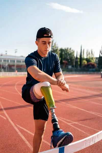 Stock Photo Disabled Man Athlete Standing Running Track Royalty Free Stock Photos