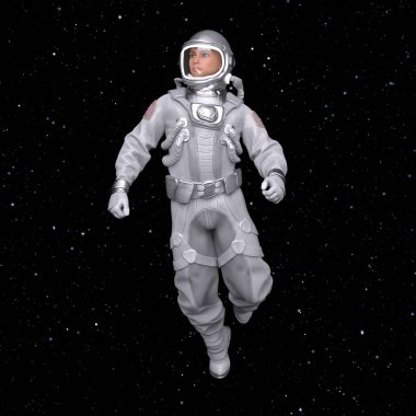 Bir erkek astronotun 3 boyutlu canlandırması