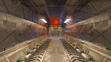 Uzay istasyonu peyzajının 3B görüntülemesi