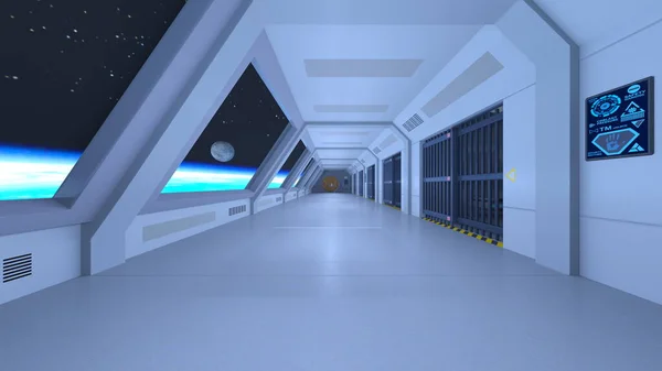 Bir Uzay Gemisinde Hapishanenin Boyutlu Canlandırması — Stok fotoğraf