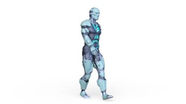 3D rendering of a walking muscle hero