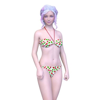 Bikinili bir kadının 3B görüntüsü