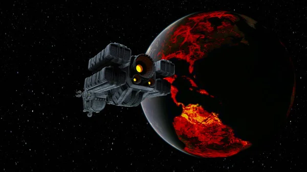 Rendering Spaceship Planet — Stock Fotó