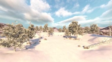 3D rendering of the snowy mountains