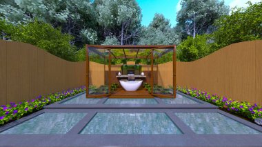 Açık hava banyosunun 3 boyutlu yansıması