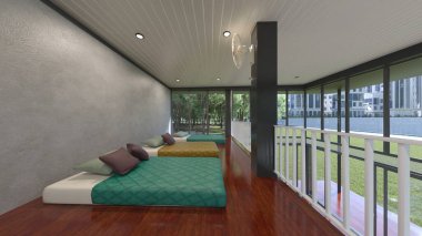 Yatak odasının 3D rendering