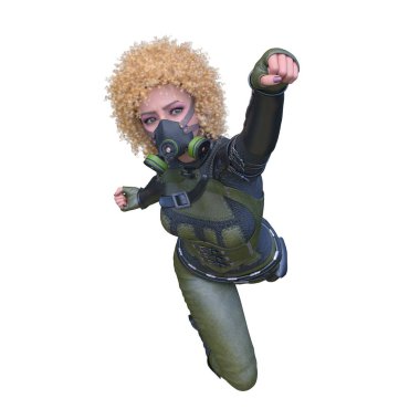 bir kadın savaşçı 3D render