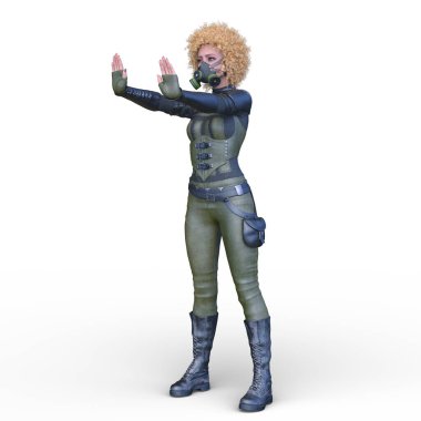 bir kadın savaşçı 3D render