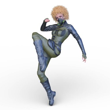 bir kadın savaşçı 3D render