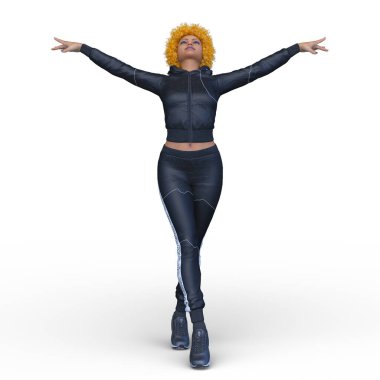 Dansçı bir kadının 3 boyutlu canlandırması