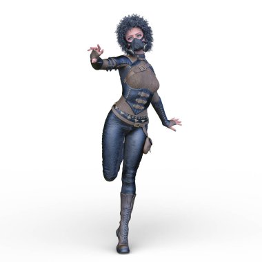 bir kadın savaşçı 3D render