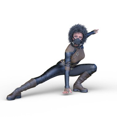 bir kadın savaşçı 3D render