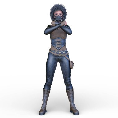 bir kadın savaşçı 3D render