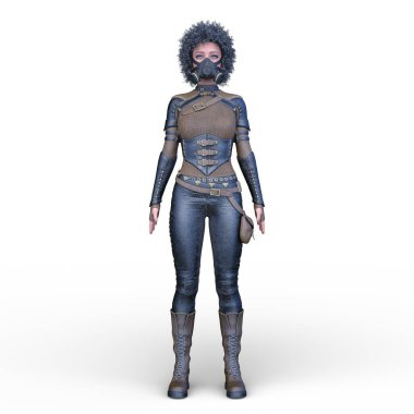 bir kadın savaşçı 3D render