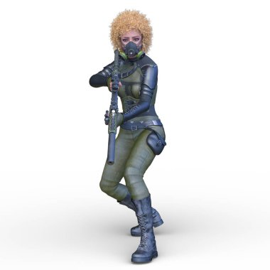 bir kadın savaşçı 3D render