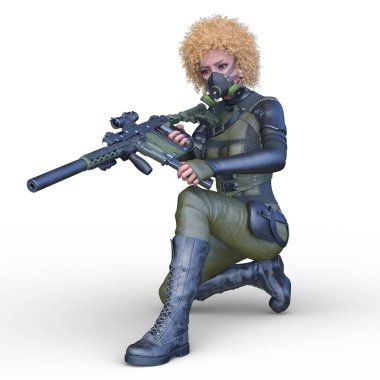 bir kadın savaşçı 3D render