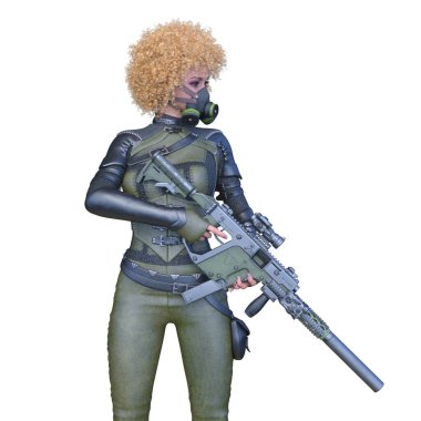 bir kadın savaşçı 3D render