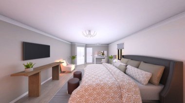 Yatak odasının 3D rendering