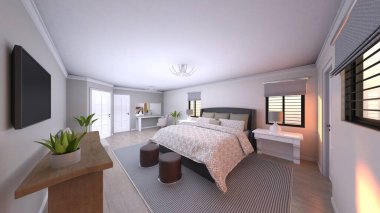 Yatak odasının 3D rendering