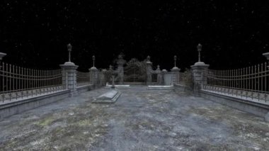 3D rendering of the dilapidated cemetery