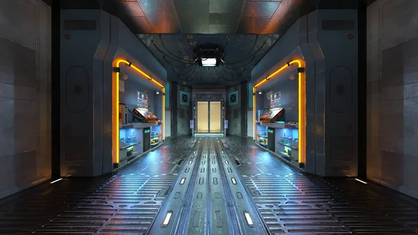 Renderização Sala Inspeção Nave Espacial — Fotografia de Stock