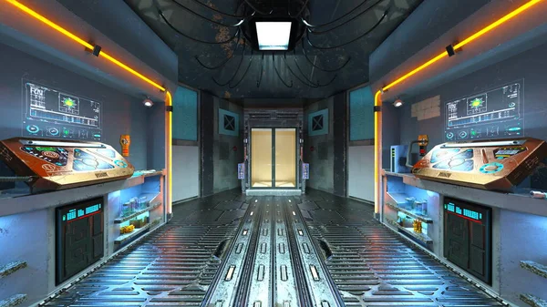 Візуалізація Кімнати Огляду Космічного Корабля — стокове фото