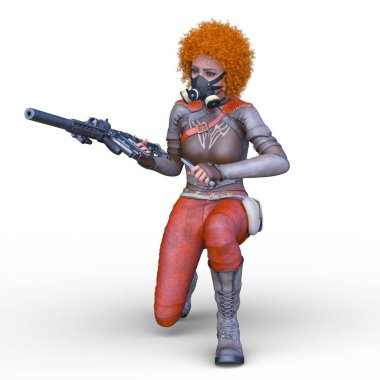 bir kadın savaşçı 3D render