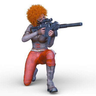 bir kadın savaşçı 3D render