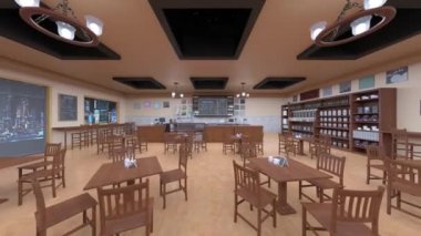 Restoranın gece görüşlü 3D görüntüsü