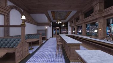 Restoranın gece görüşlü 3D görüntüsü