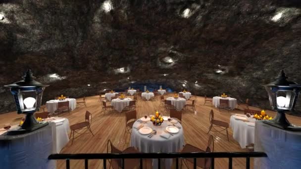 Representación Del Restaurante Cueva — Vídeos de Stock