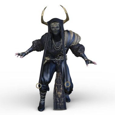 Demir maskeli bir savaşçının 3 boyutlu görüntüsü