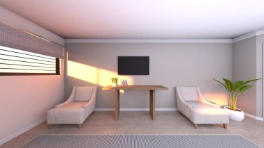 Oturma odasının 3 boyutlu görüntüsü