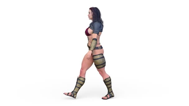 Renderowanie Chodzącej Kobiety Gladiator — Wideo stockowe