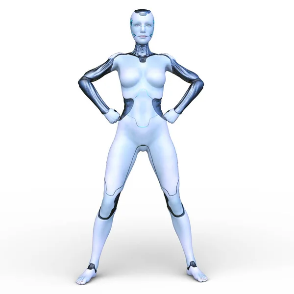 Rendering Female Cyborg — Stock Photo, Image