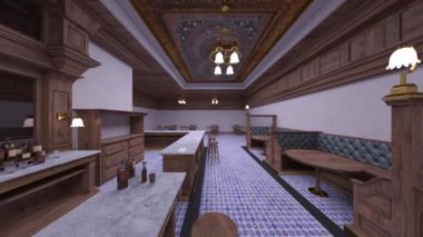 Restoranın gece görüşlü 3D görüntüsü
