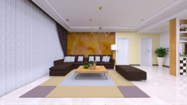 Oturma odasının 3 boyutlu görüntüsü