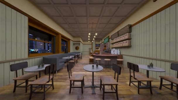 带夜景的餐厅3D渲染 — 图库视频影像