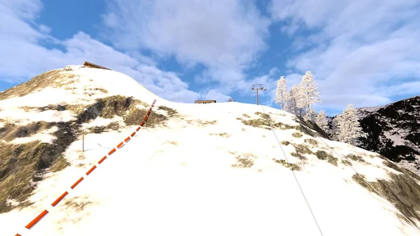 スキー場の3Dレンダリング — ストック写真