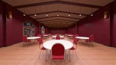 Restoranın gece görüşlü 3D görüntüsü
