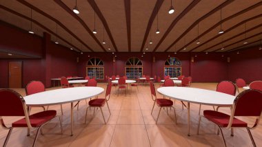 Restoranın gece görüşlü 3D görüntüsü