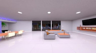 Oturma odasının gece görüşlü 3D görüntüsü