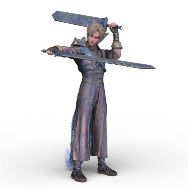 Genç bir tilki eskrimcisinin 3 boyutlu tasviri